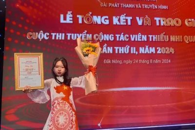 EM NGUYỄN LƯƠNG HOÀI AN NHẬN GIẢI NHÌ CUỘC THI TUYỂN CỘNG TÁC VIÊN THIẾU NHI QUA INTERNET LẦN THỨ II NĂM 2024